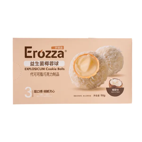 Erozza Cookie Balls, вафельные шарики с кокосовой начинкой, 90 г