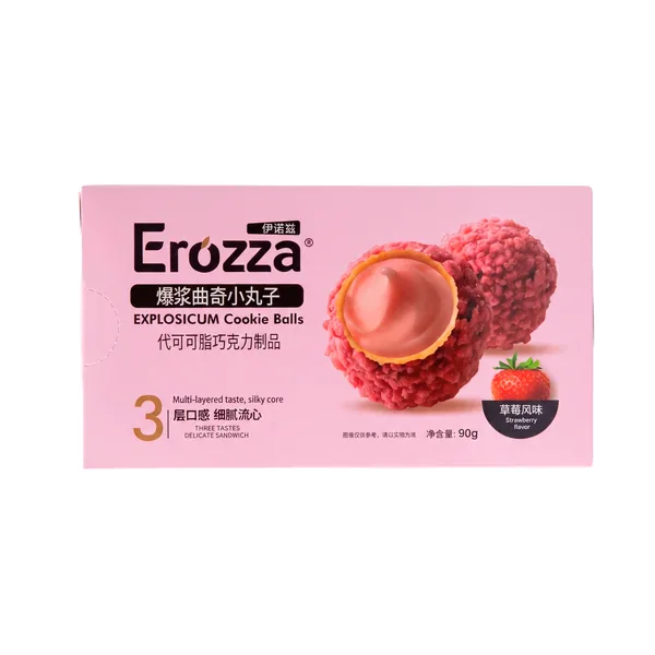 Erozza Cookie Balls, вафельные шарики с клубничной начинкой, 90 г