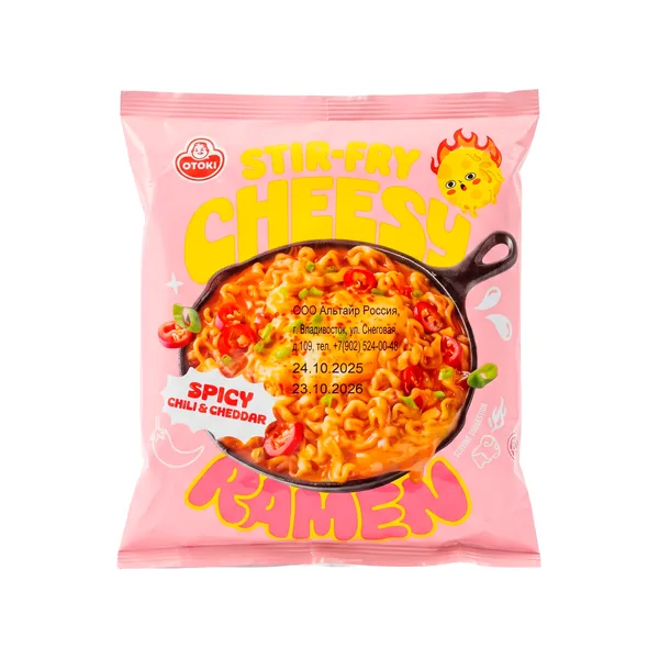 Ottogi Stir-Fry Cheesy Ramen, чили и чеддер, 120 г